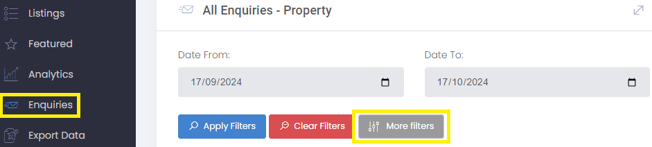 How to access and search enquiries in the Control Panel