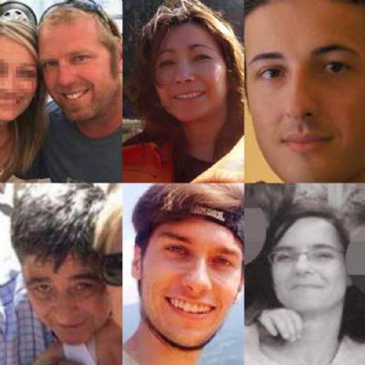 All terrorists dead or in jail except one unarmed man on the run; victims identified include five Spaniards