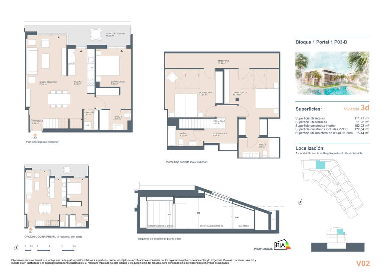 3 bedroom Penthouse for sale in Javea / Xabia with pool garage - € 525,000 (Ref: 9187233)
