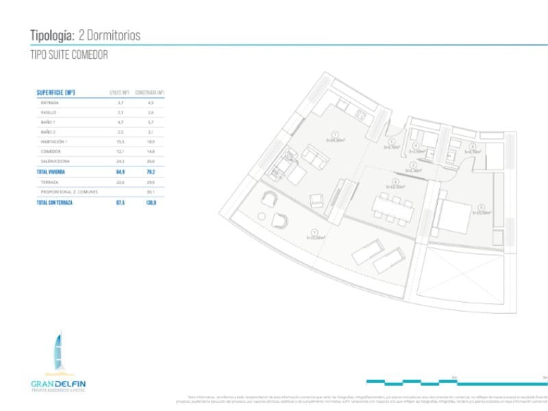 2 soveværelse Lejlighed til salg i Benidorm med swimmingpool - € 1.058.000 (Ref: 9836203)