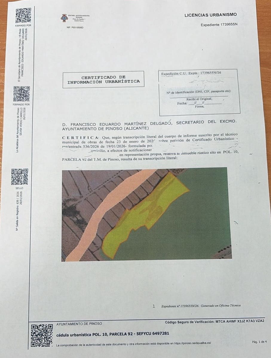 Undeveloped Land for sale in Pinoso - € 42,000 (Ref: 8509201)