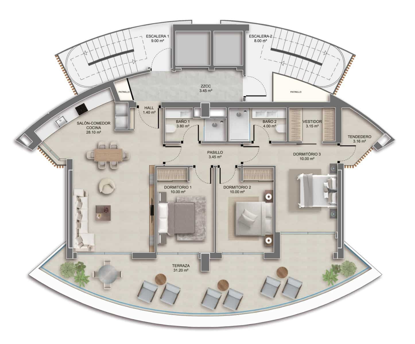3 Zimmer Apartment zu verkaufen in Calpe / Calp mit Pool - 544.000 € (Ref: 9702479)