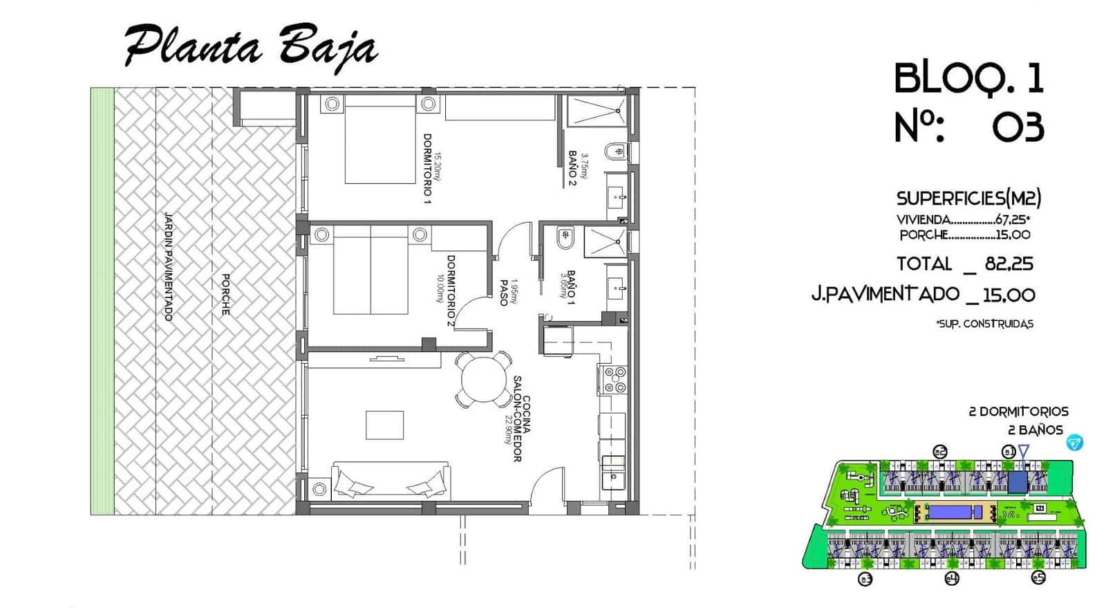 2 Zimmer Bungalow zu verkaufen in Algorfa mit Pool Garage - 285.000 € (Ref: 9216297)