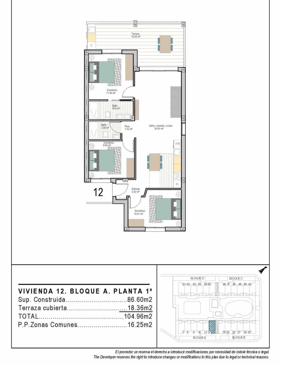 3 soveværelse Lejlighed til salg i San Cayetano med swimmingpool garage - € 246.900 (Ref: 9640183)