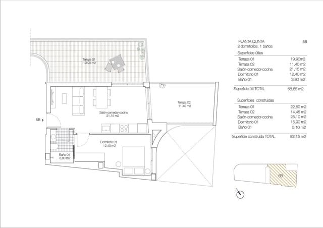 1 soveværelse Lejlighed til salg i Playa de los Locos, Torrevieja med swimmingpool - € 399.000 (Ref: 9887884)
