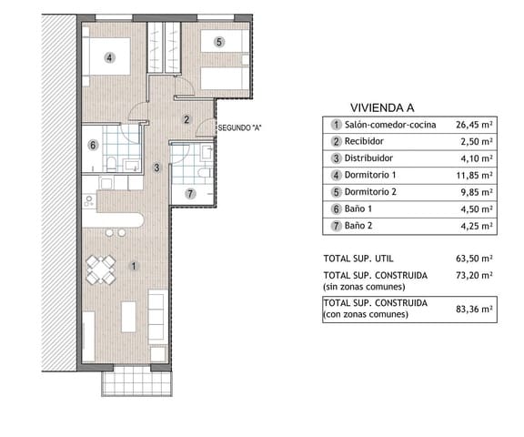 2 makuuhuone Huoneisto myytävänä paikassa Pescadores, Mazarrón - 215 000 € (Ref: 9964747)