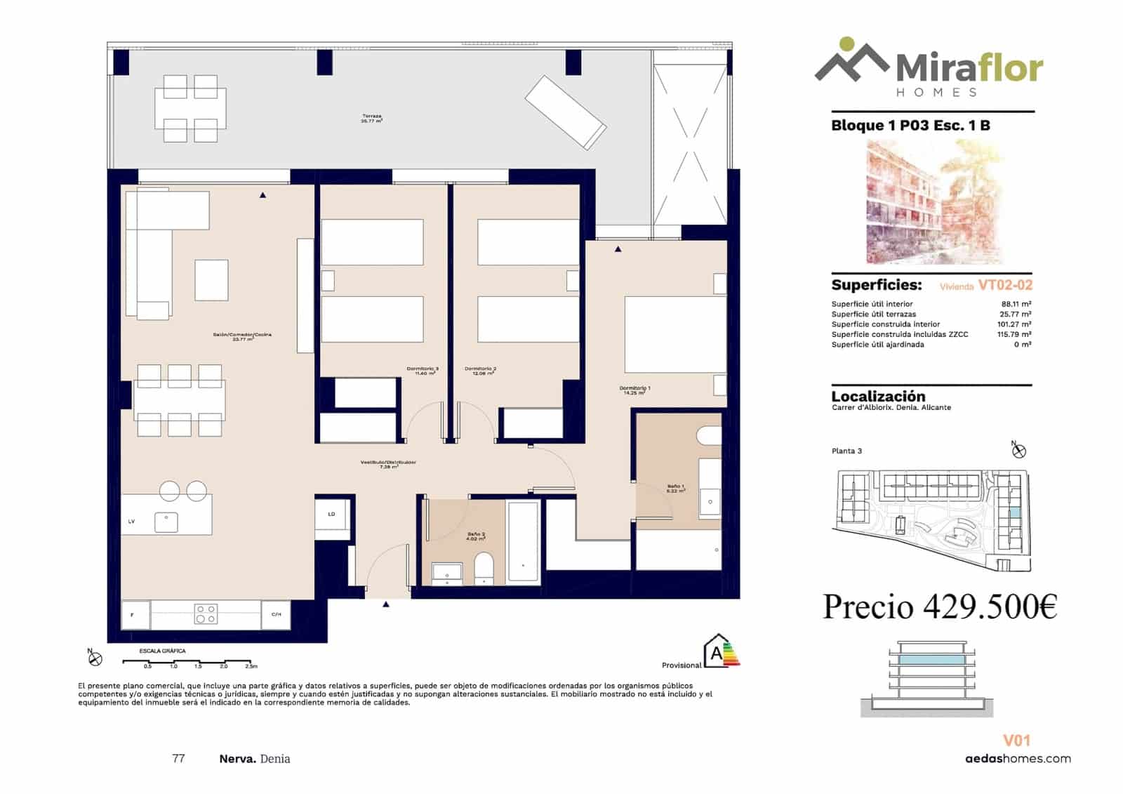 2 Zimmer Apartment zu verkaufen in Denia mit Pool - 322.500 € (Ref: 7490879)