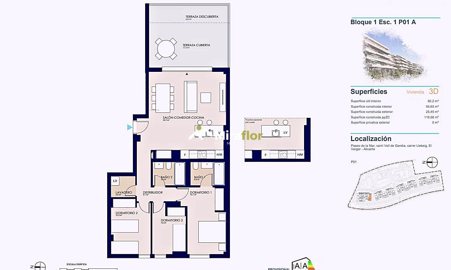 3 bedroom Apartment for sale in El Vergel / Verger with pool - € 386,000 (Ref: 9247008)