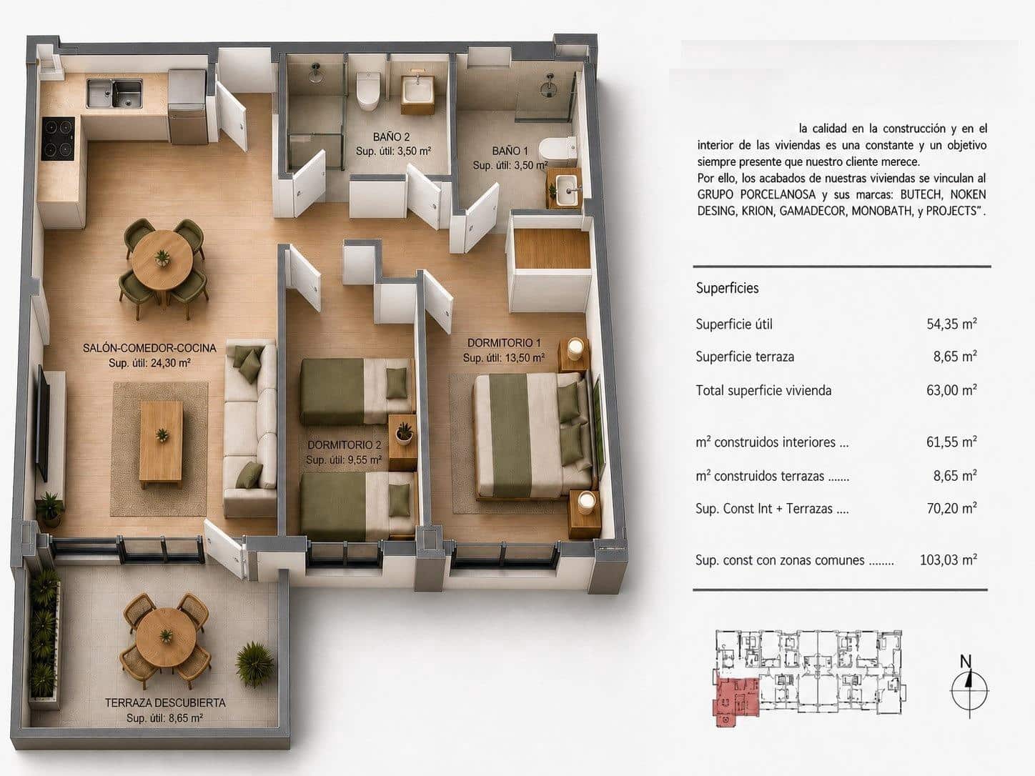 2 bedroom Apartment for sale in La Villajoyosa / Vila Joiosa with pool - € 360,000 (Ref: 10003688)