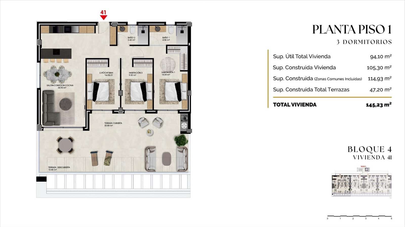 3 soverom Leilighet til salgs i Finestrat med svømmebasseng garasje - € 452 000 (Ref: 10025685)
