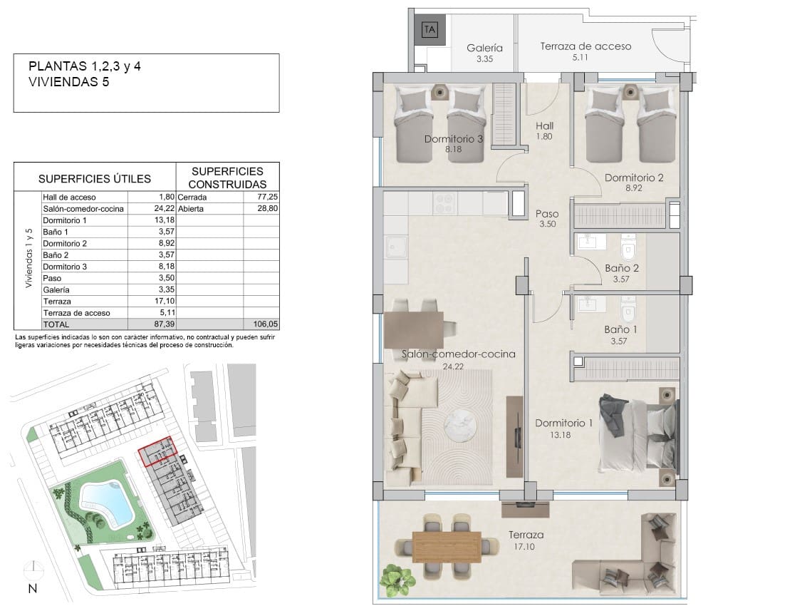 3 bedroom Apartment for sale in Santa Pola with pool garage - € 315,000 (Ref: 7733909)