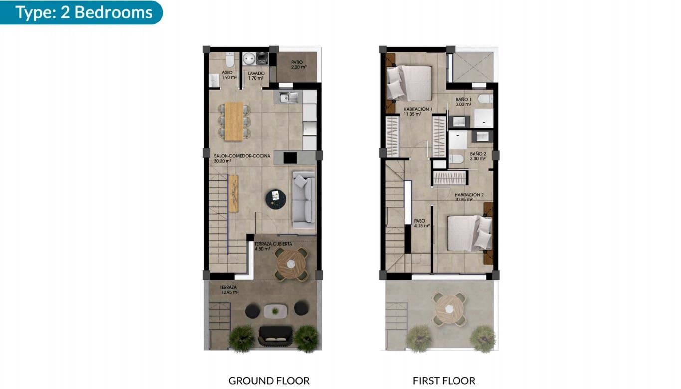 2 soveværelse Semi-Rækkehus til salg i Dolores med swimmingpool - € 259.000 (Ref: 8947064)