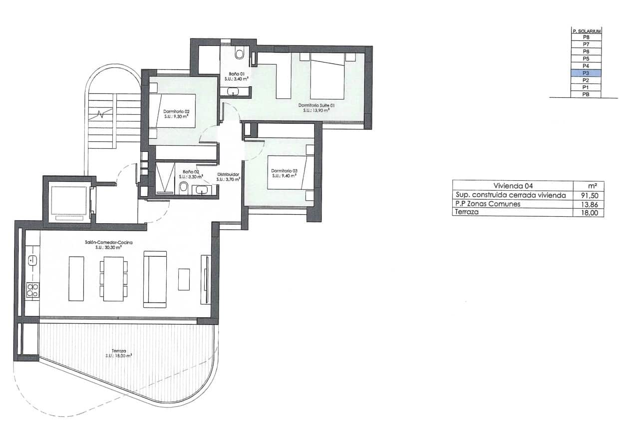 3 chambre Penthouse à vendre à Guardamar del Segura avec piscine - 550 000 € (Ref: 9237917)
