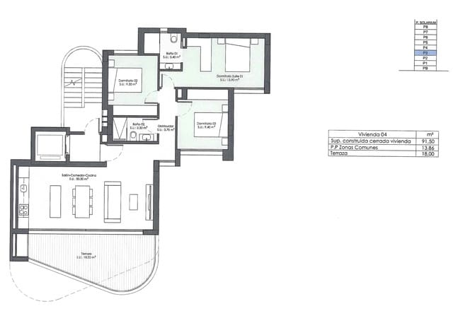 3 chambre Penthouse à vendre à Zona Pueblo, Guardamar del Segura avec piscine - 550 000 € (Ref: 9237917)