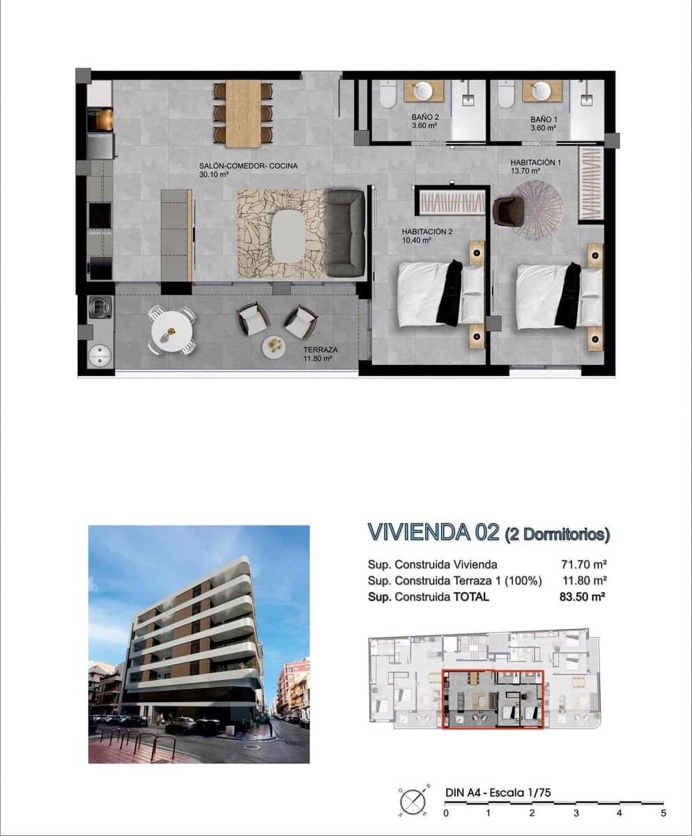 Ático de 2 habitaciones en Santa Pola en venta - 342.475 € (Ref: 9452585)