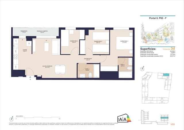 3 camera da letto Appartamento in vendita in San Agustín, Alicante città con piscina - 291.500 € (Rif: 9939651)