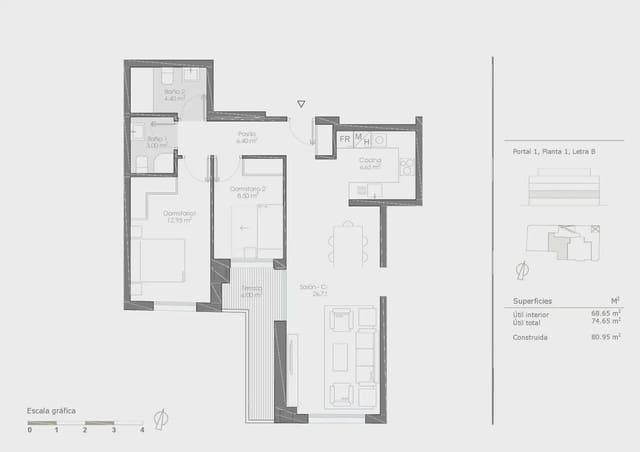 2 quarto Apartamento para venda em Santiago El Mayor, Múrcia cidade - 204 300 € (Ref: 9939152)