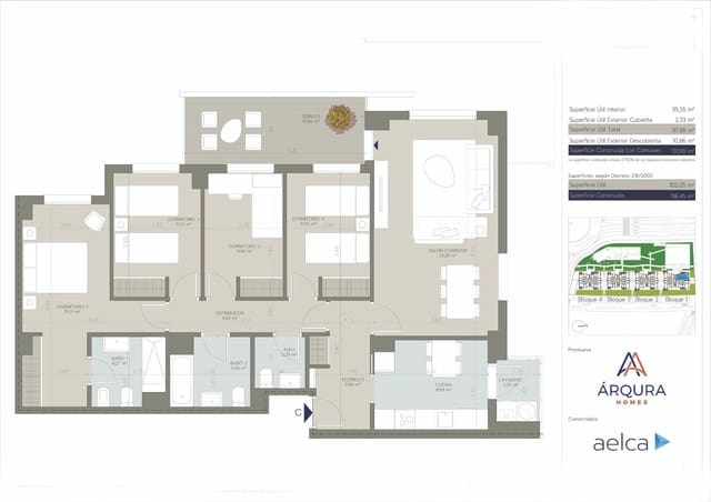 4 slaapkamer Flat te huur in Dos Hermanas met zwembad garage - € 1.300 (Ref: 8193872)