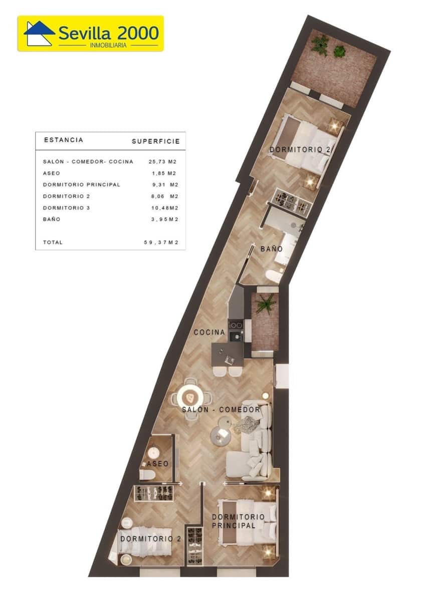 3 camera da letto Appartamento in vendita in Siviglia citta - 380.000 € (Rif: 9504351)