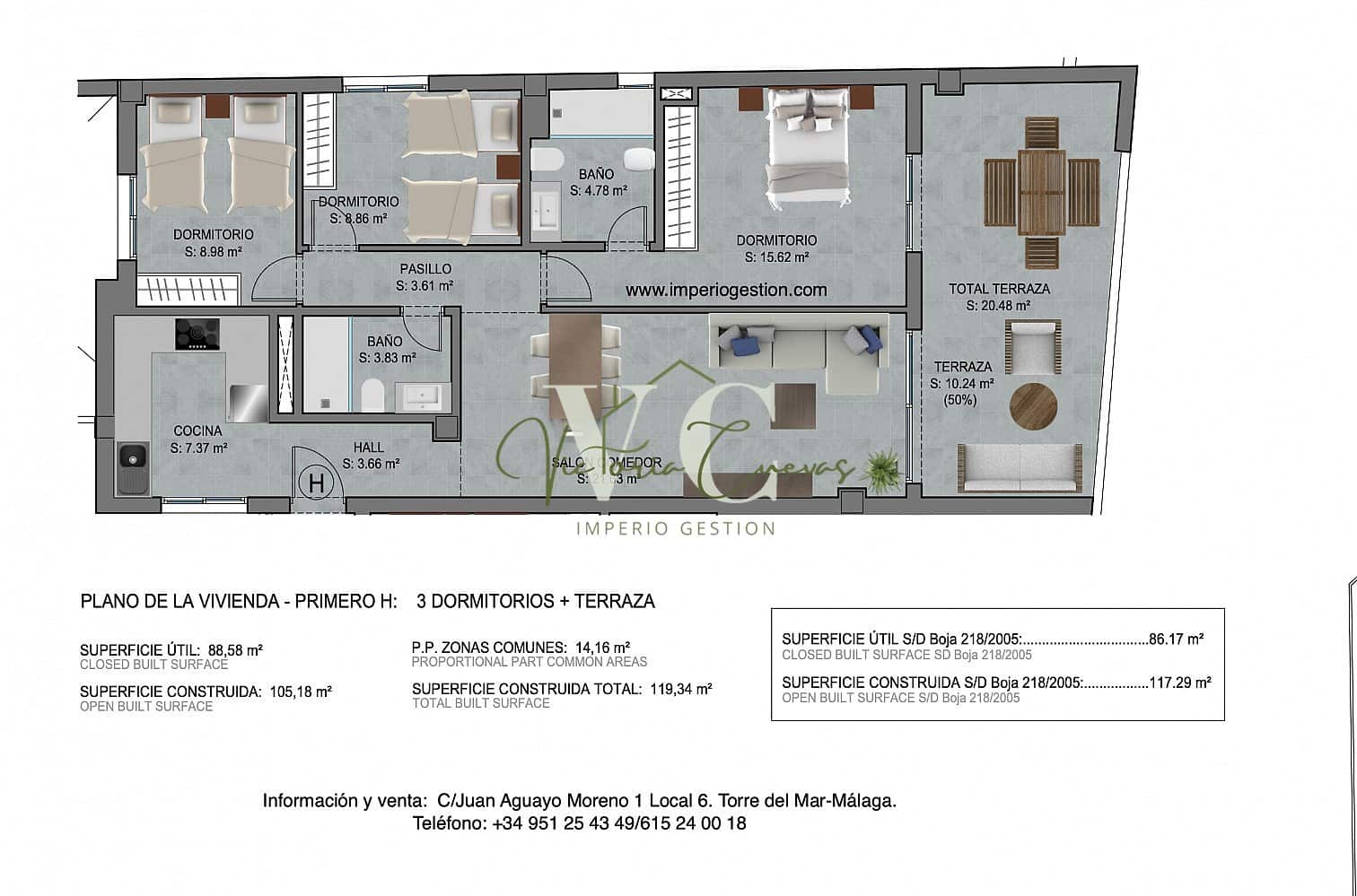 3 soveværelse Lejlighed til salg i Torre del Mar med swimmingpool - € 385.000 (Ref: 7734686)