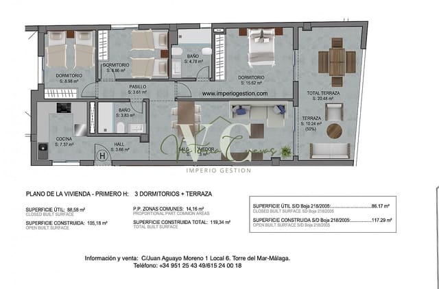 3 soveværelse Lejlighed til salg i Torre del Mar, Vélez-Málaga med swimmingpool - € 385.000 (Ref: 7734686)