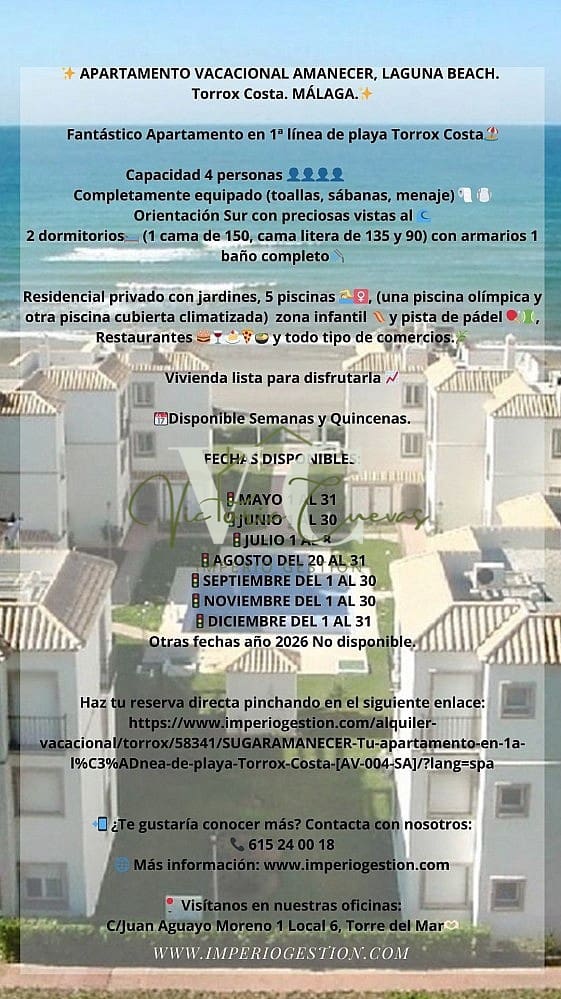 Appartement de 2 chambres de location de vacances à Torrox avec piscine - 550 € (Ref: 8942270)