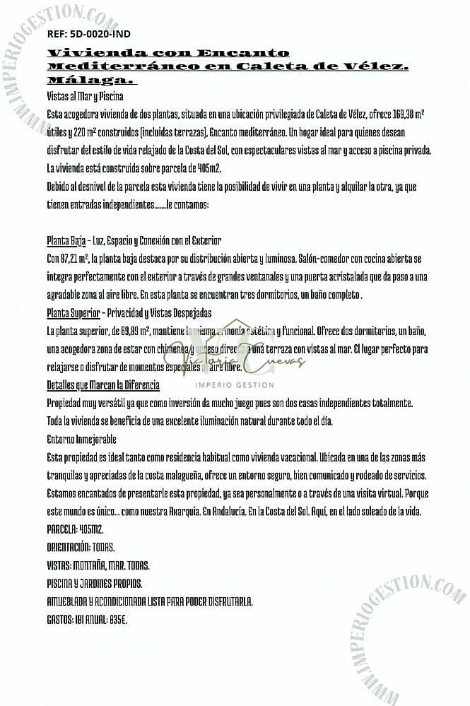 5 soverom Villa til salgs i Caleta de Velez med svømmebasseng - € 575 000 (Ref: 9302009)