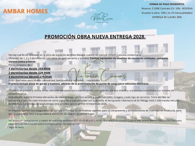 Apartamento de 2 habitaciones en Vélez-Málaga en venta con piscina garaje - 244.950 € (Ref: 9345287)