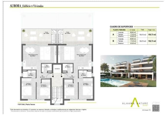 3 bedroom Apartment for sale in Alhama de Murcia with pool - € 198,900 (Ref: 8428907)