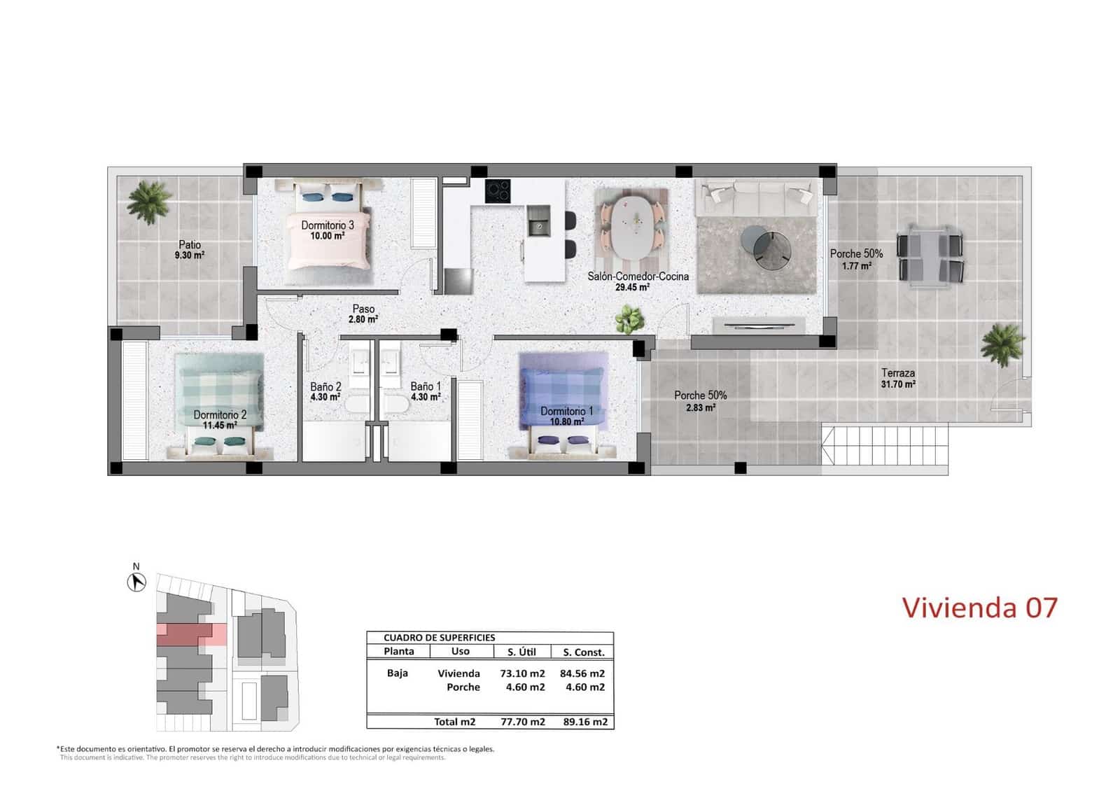 Apartamento de 3 habitaciones en Pilar de la Horadada en venta con piscina garaje - 284.900 € (Ref: 10002405)