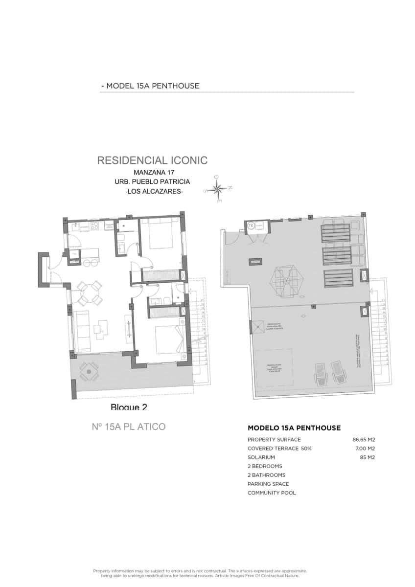 2 makuuhuone Kattohuoneisto myytävänä paikassa Los Alcazares mukana uima-altaan - 349 000 € (Ref: 9297125)