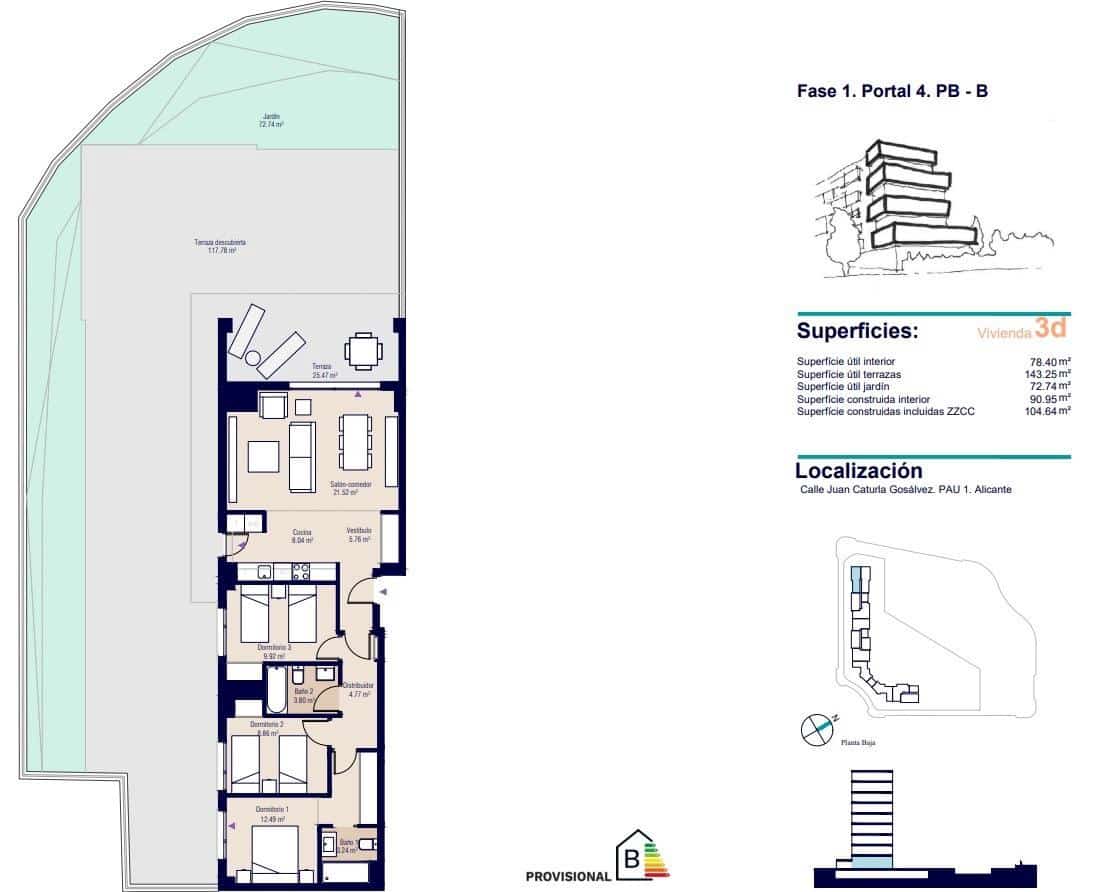 3 makuuhuone Huoneisto myytävänä paikassa Alicante kaupunki - 403 000 € (Ref: 9575387)
