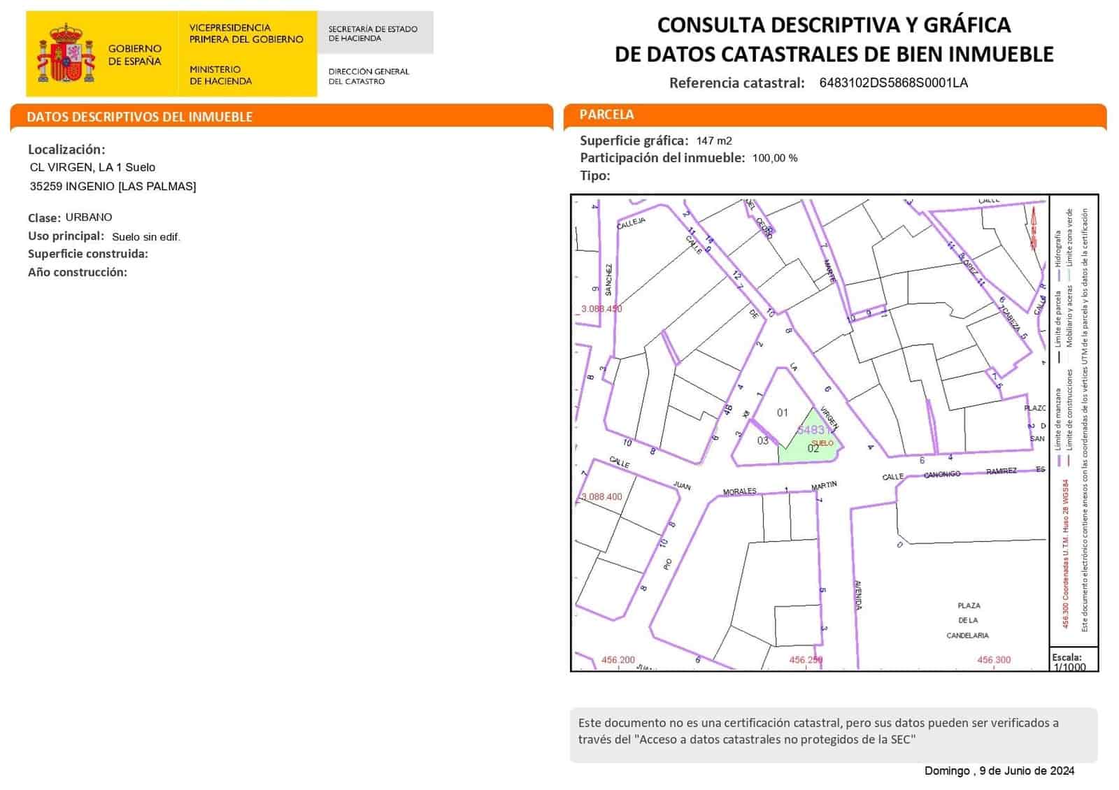 Byggetomt til salgs i Ingenio - € 70 000 (Ref: 8498836)