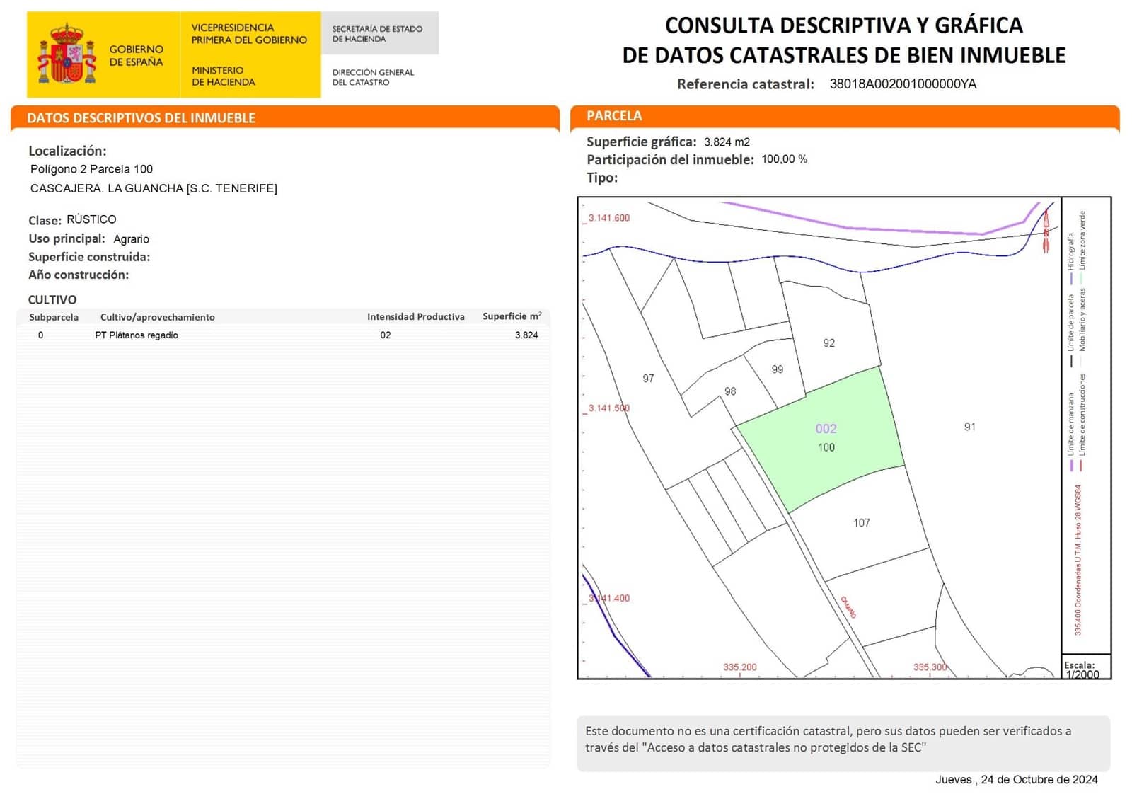 Finca/Casa Rural de 2 habitaciones en La Guancha en venta - 290.000 € (Ref: 8776256)