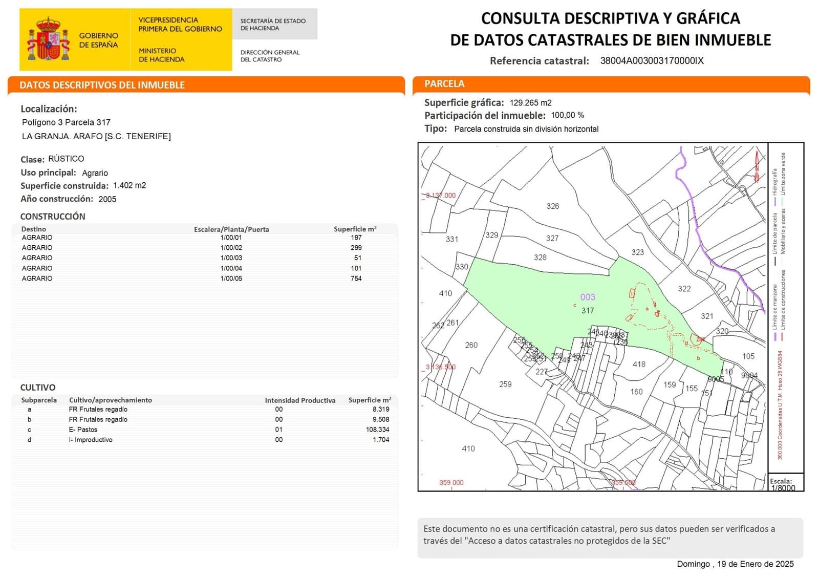 Finca/Casa Rural de 2 habitaciones en Arafo en venta - 500.000 € (Ref: 8789715)