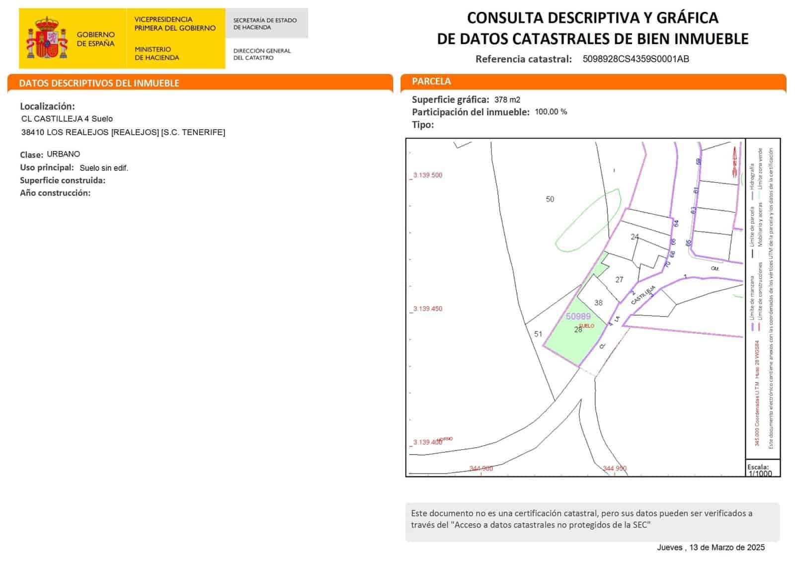 Byggetomt til salgs i Los Realejos - € 69 000 (Ref: 8881801)
