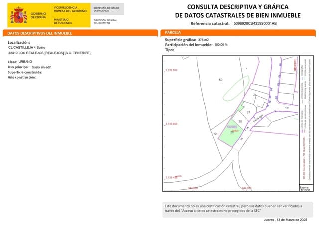 Tomt till salu i Los Realejos - 69 000 € (Ref: 8881801)