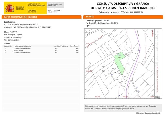 Tontti myytävänä paikassa El Sauzal - 129 000 € (Ref: 9162273)