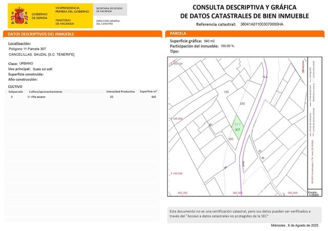 Solar/Parcela en El Sauzal en venta - 107.000 € (Ref: 9162273)