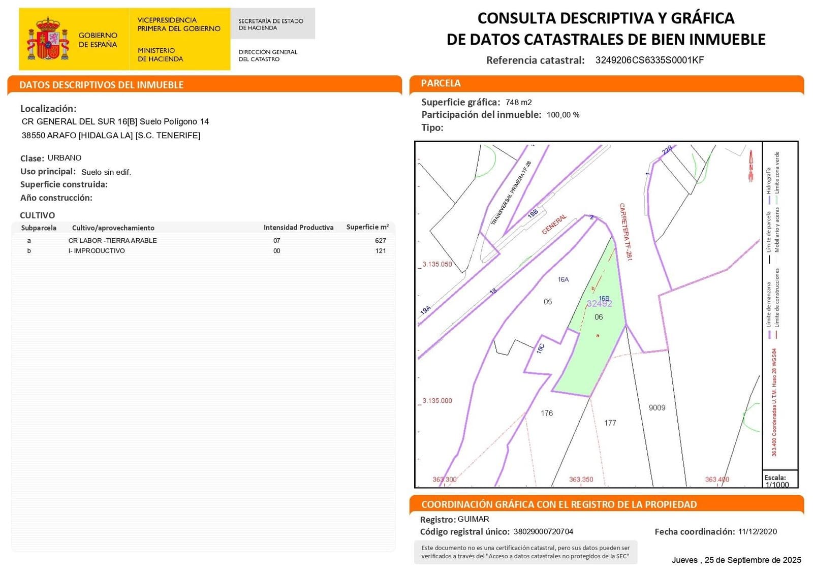 Tontti myytävänä paikassa Arafo - 59 500 € (Ref: 9619235)