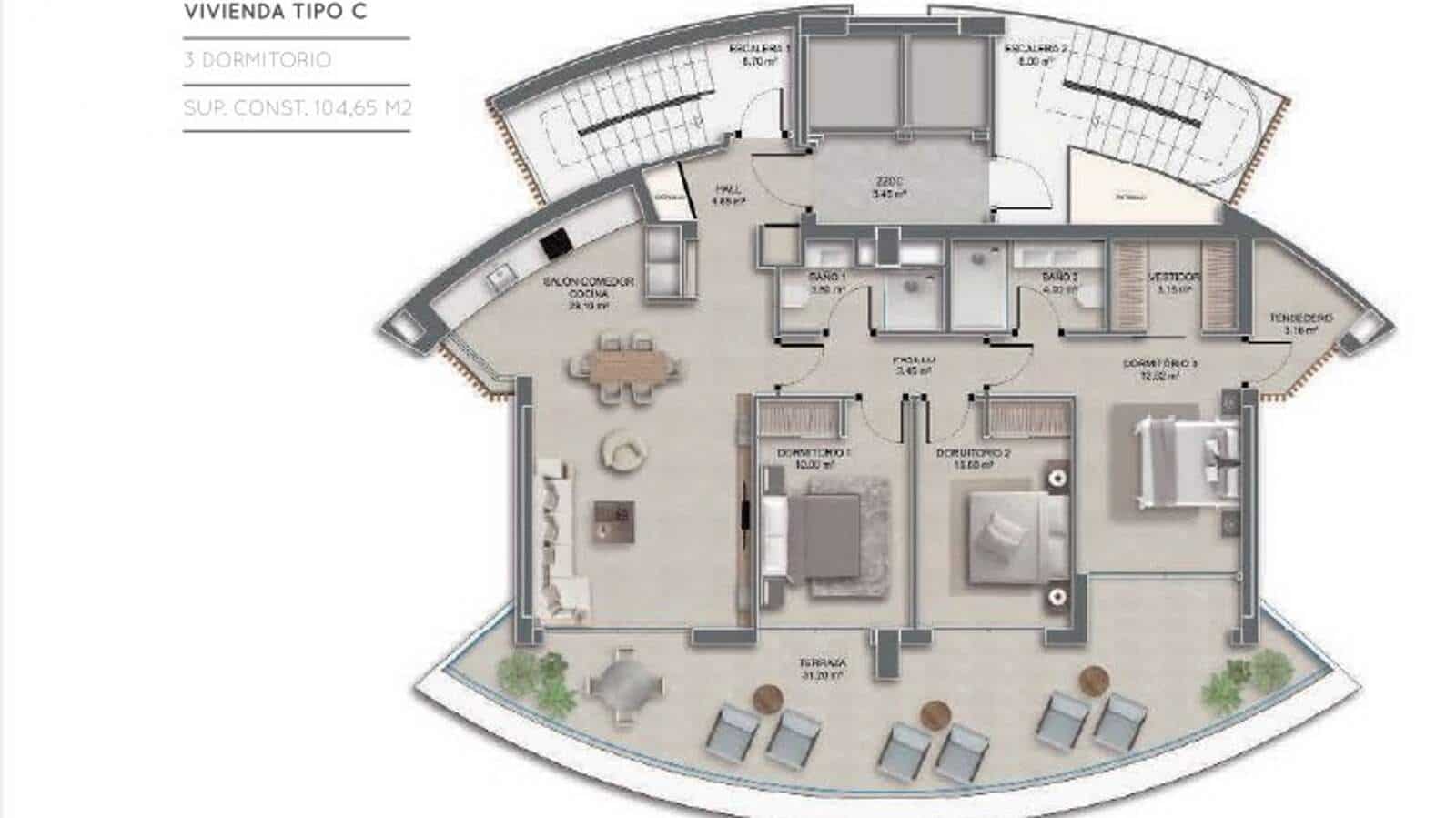 3 soveværelse Penthouse til salg i Calpe / Calp med swimmingpool garage - € 1.390.000 (Ref: 8924927)