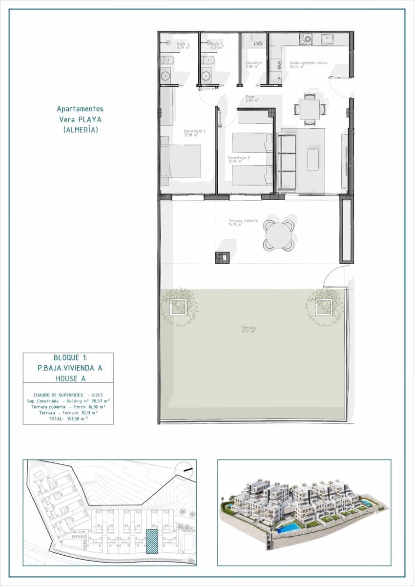 Apartamento de 2 habitaciones en Vera en venta con piscina - 285.000 € (Ref: 10042101)