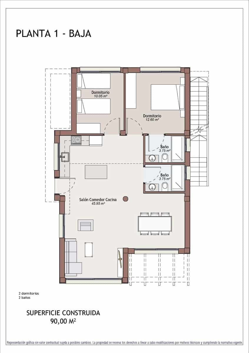 2 slaapkamer Bungalow te koop in Vera met zwembad - € 449.000 (Ref: 10042110)