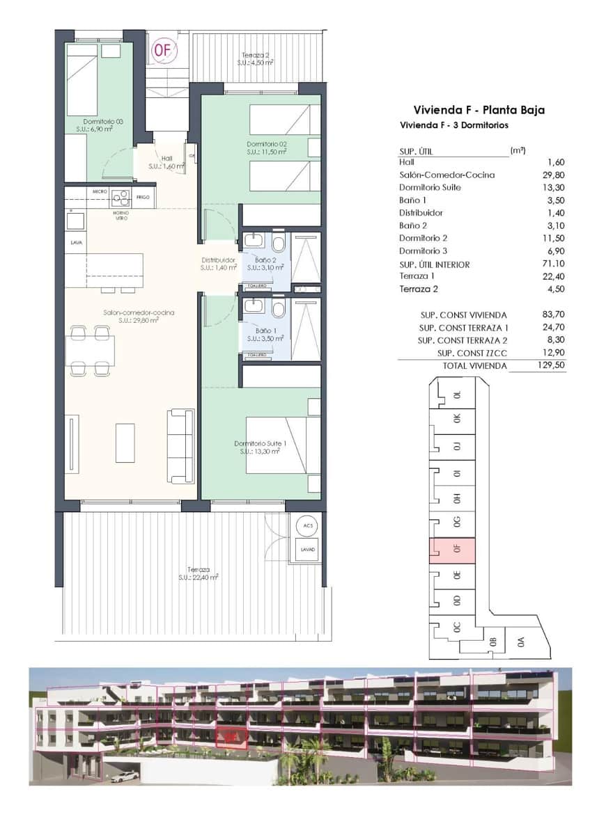 Apartamento de 3 habitaciones en Benijófar en venta con piscina - 328.000 € (Ref: 10083139)