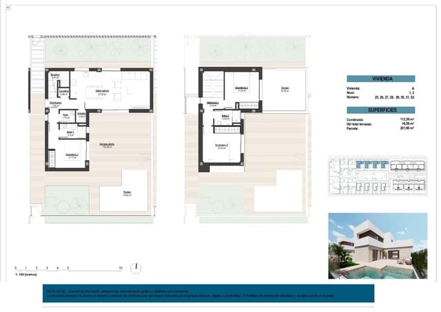 3 soverom Villa til salgs i Las Lomas de Rame - Bahía Bella, Los Alcázares med svømmebasseng garasje - € 459 000 (Ref: 10083283)