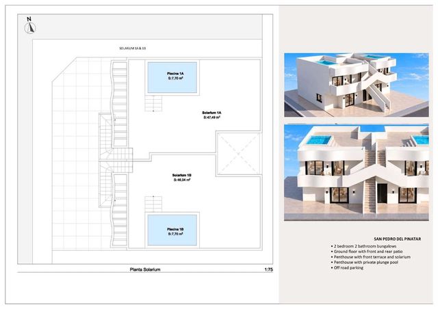2 quarto Bungalow para venda em Lo Pagan, San Pedro del Pinatar com piscina garagem - 299 950 € (Ref: 10103013)