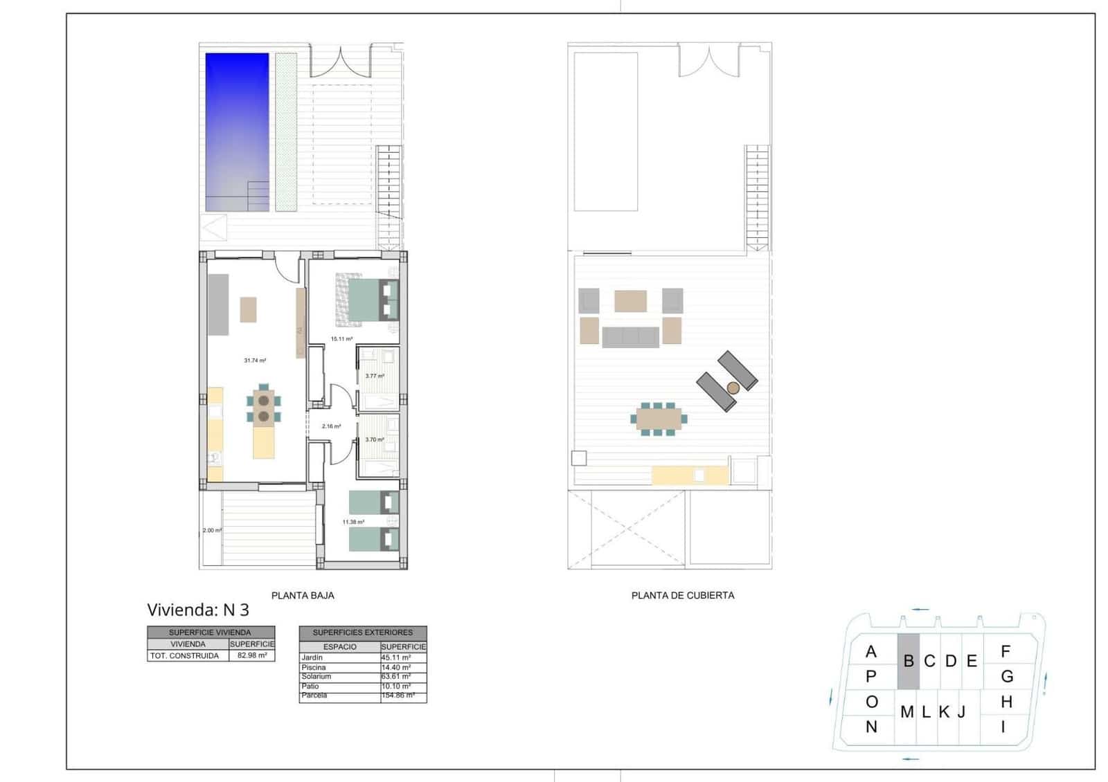 2 makuuhuone Omakotitalo myytävänä paikassa Torre-Pacheco mukana uima-altaan 
autotalli - 259 900 € (Ref: 9783685)