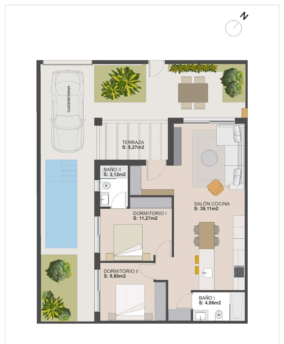 2 sovrum Semi-fristående Villa till salu i Torre-Pacheco med pool garage - 272 900 € (Ref: 9783706)