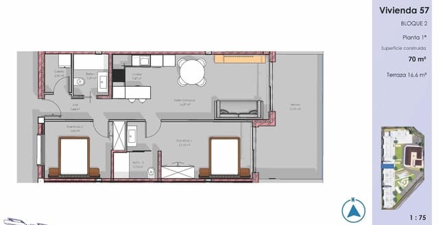 2 chambre Appartement à vendre à Zona Pueblo, Guardamar del Segura avec piscine - 295 000 € (Ref: 9796950)