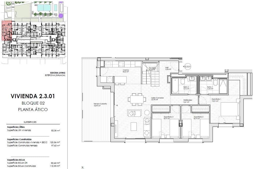 2 soverom Penthouse til salgs i Estepona med svømmebasseng garasje - € 845 000 (Ref: 9942002)